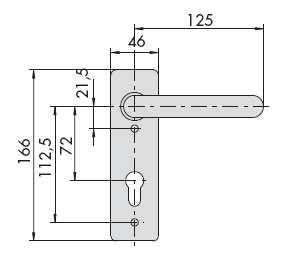 Ручка на планке с отверстием под цилиндр и раздельным квадратом CISA 07076.16.0 