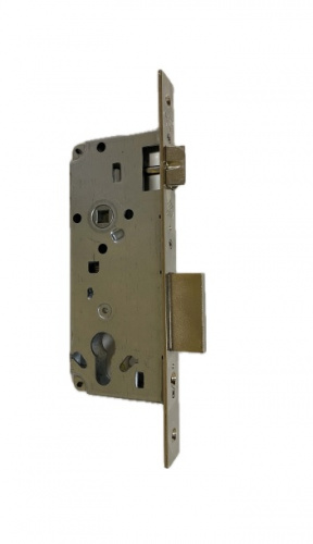 Замок врезной цилиндровый, 2 оборота, 1 плоский ригель, защелка, сталь, никель 5C110.70.0.12 