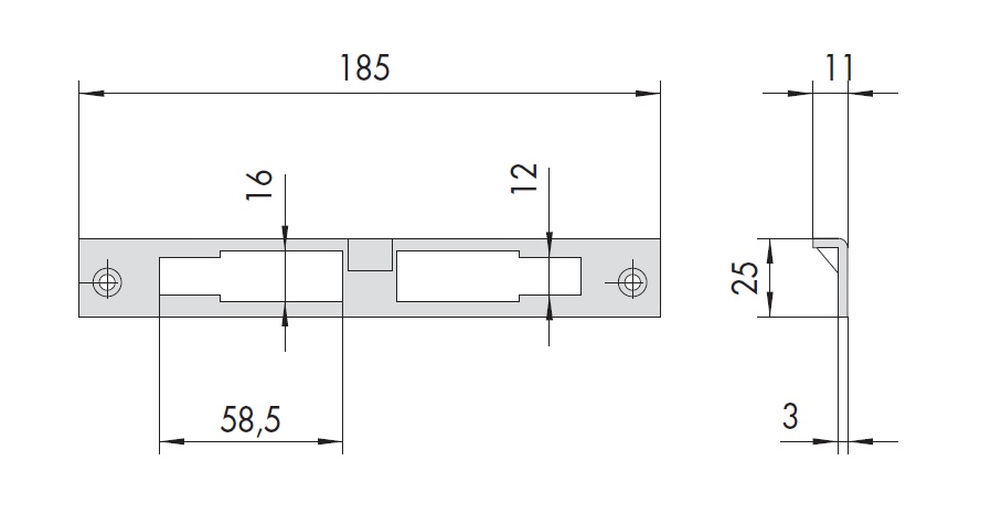Планка ответная для замков серии 12011 узкая CISA 06035.00.0 
