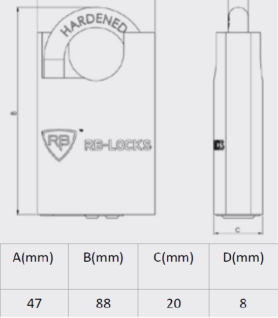 Замок навесной латунный серии Mars RavBariach KL470 