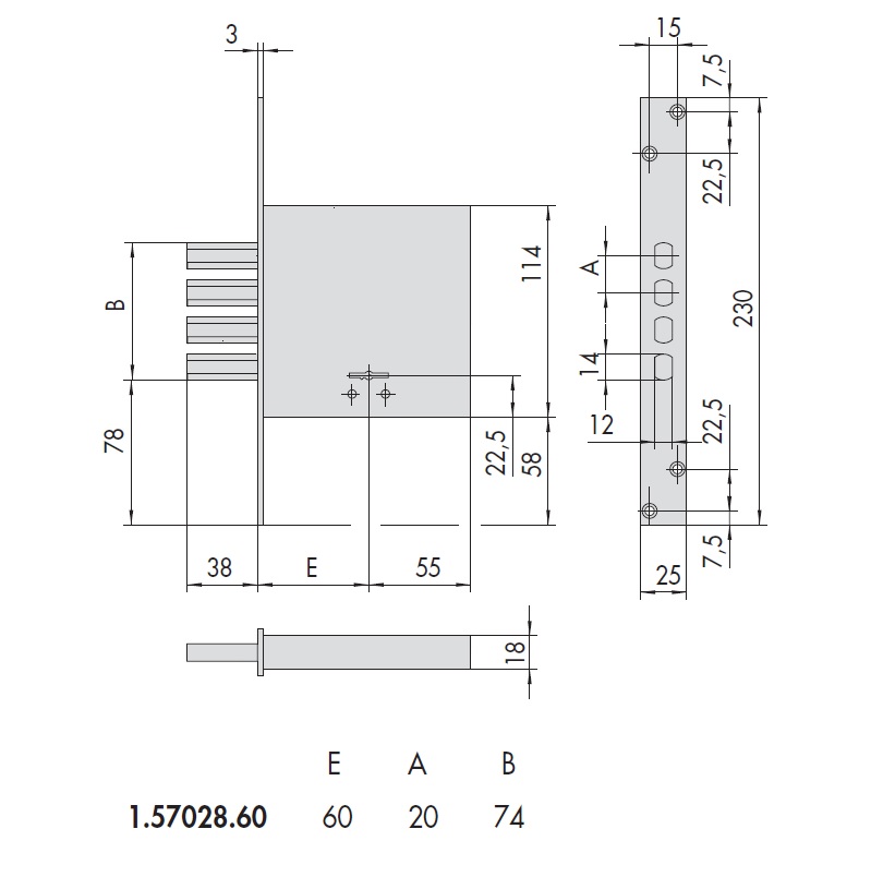Замок врезной сувальдный CISA 57028.60.0.0000.C5 