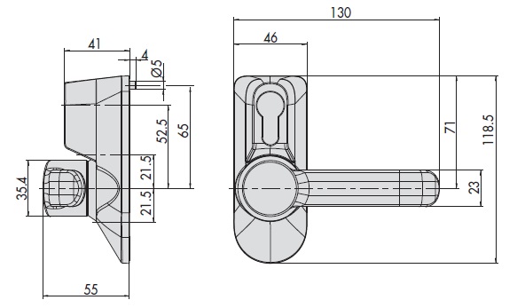 Ручка внешняя со встроенным цилиндром для накладного утройства "Антипаника" CISA 07078.38.0 