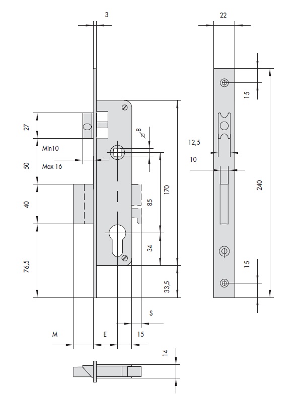 Замок врезной механический цилиндровый CISA 44660.30.0 