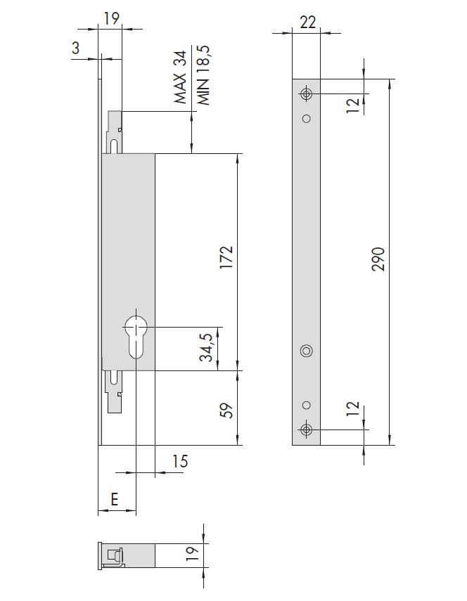 Замок врезной цилиндровый, без запирания с лицевой стороны CISA 46270.30.0 