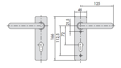 Комплект ручек на планке с отверстием под цилиндр CISA 07070.16.0 