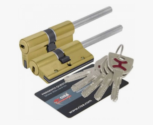 Цилиндр CISA серии AP4 S ключ-шток 60мм (30х30) полированная латунь 