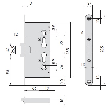 Замок врезной с функцией "Антипаника" CISA 43130.65.0 