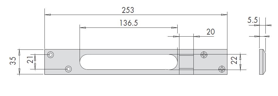 Планка ответная для замков серии 15535, 17535, 17685 CISA 06220.20.0 