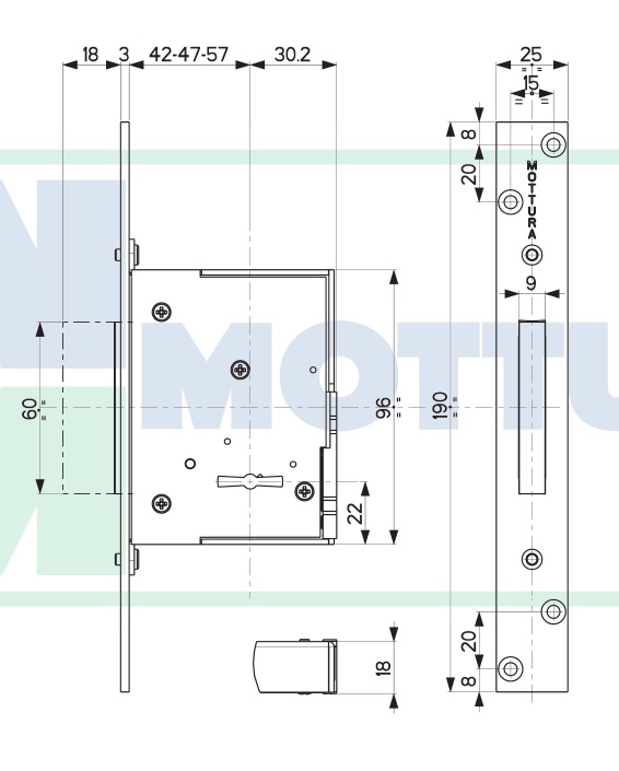 Замок врезной механический сувальдный Mottura 40.7514200Z56 