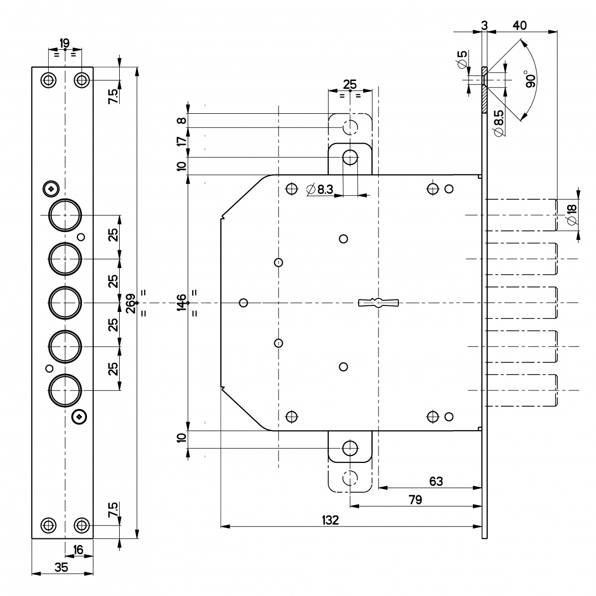 Замок врезной механический сувальдный 50.798S000056CR 