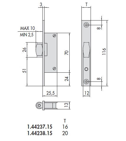 Роликовая механическая защелка CISA 44237.15.0 
